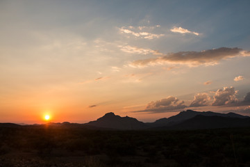Landscape view of Big Bend National Park during the sunset in Texas.