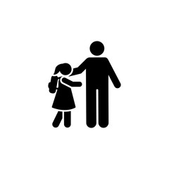 Father girl go school student pictogram icon