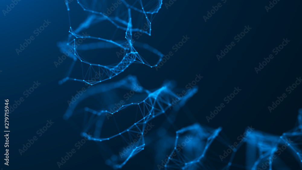 Poster geometric shape for design. sound wave. the torus consisting of points. 3d rendering. data array vis