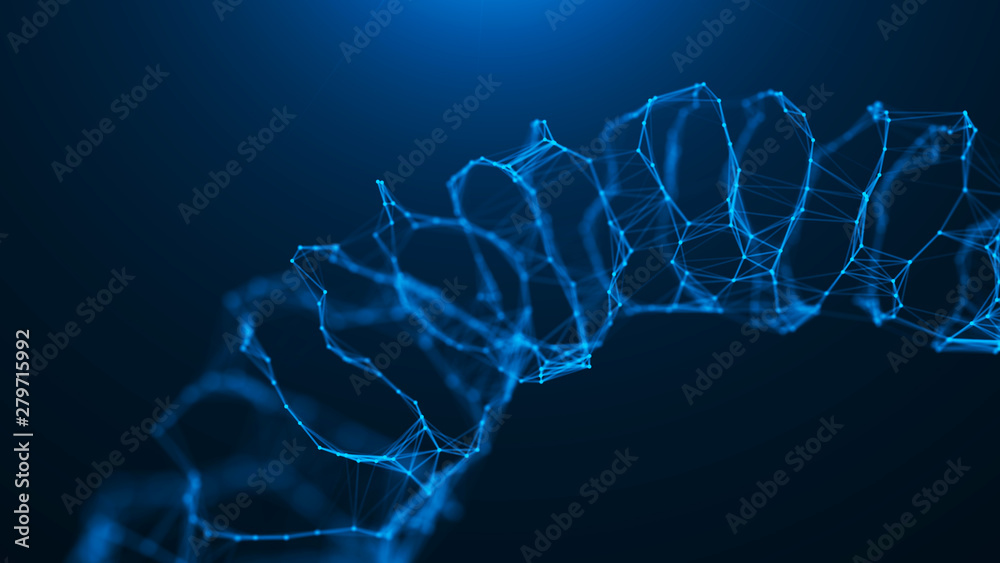 Poster geometric shape for design. sound wave. the torus consisting of points. 3d rendering. data array vis