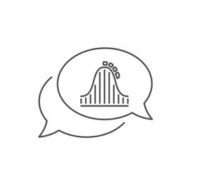 Roller coaster line icon. Chat bubble design. Amusement park sign. Carousels symbol. Outline concept. Thin line roller coaster icon. Vector