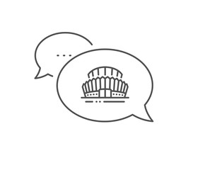 Sports stadium line icon. Chat bubble design. Arena sign. Sport complex symbol. Outline concept. Thin line sports stadium icon. Vector