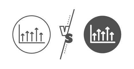Financial graph sign. Versus concept. Growth chart line icon. Upper Arrows symbol. Business investment. Line vs classic growth chart icon. Vector