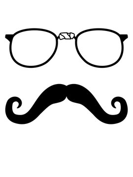 sir mustache schnurrbart gentlemen mann kerl hornbrille nerd lesen bücher geek brille klebeband kaputt intelligent schlau cool freak clipart design logo