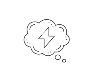 Energy line icon. Chat bubble design. Thunderbolt sign. Electric power symbol. Outline concept. Thin line energy icon. Vector