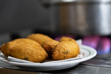 Cod fish cakes being prepared