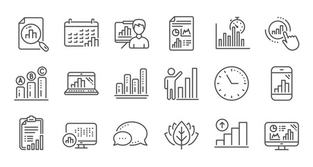 Graph line icons. Charts and graphs, Presentation and Report. Analytics linear icon set. Quality line set. Vector