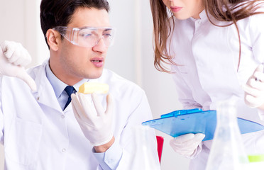 Two lab doctor testing food products