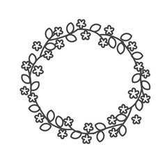 Cute flower wreath with black line design suitable for frame or decorative graphic design 