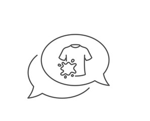 Dirty t-shirt line icon. Chat bubble design. Laundry shirt sign. Clothing cleaner symbol. Outline concept. Thin line dirty t-shirt icon. Vector