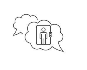 Elevator line icon. Chat bubble design. Transportation lift sign. Outline concept. Thin line elevator icon. Vector