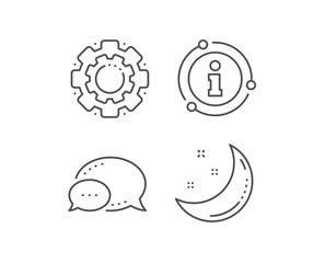 Moon and stars line icon. Chat bubble, info sign elements. Night sign. Sleep symbol. Linear moon stars outline icon. Information bubble. Vector