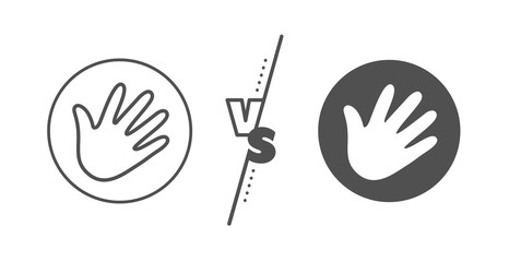 Palm sign. Versus concept. Hand wave line icon. Line vs classic hand icon. Vector