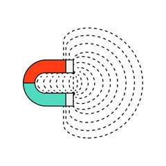 Illustration of a horseshoe magnet and magnetic field vector