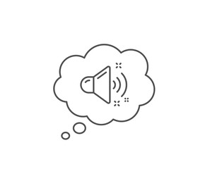 Loud sound line icon. Chat bubble design. Music sound sign. Musical device symbol. Outline concept. Thin line loud sound icon. Vector