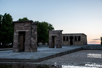 The Temple of Debod (Templo de Debod) is an ancient Egyptian temple that was dismantled and rebuilt in Madrid, Spain