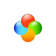 Orange red blue and green abstract design intersecting rounds with shadows and highlights vector