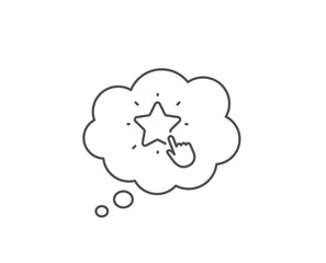 Ranking star line icon. Chat bubble design. Click rating sign. Best rank symbol. Outline concept. Thin line ranking star icon. Vector