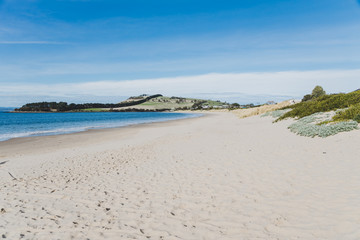 sunny Australian beach in Cremorne, Tasmania