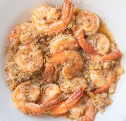 Shrimp fried hot pepper with garlic delicious food of Thailand