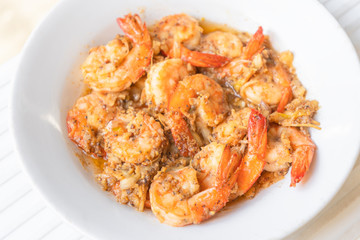 Shrimp fried hot pepper with garlic delicious food of Thailand