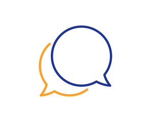 Speech bubble sign. Chat comment line icon. Social media message symbol. Colorful outline concept. Blue and orange thin line chat message icon. Vector