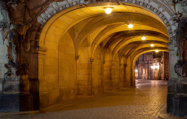 Obraz premium Passage in old Dresden, Germany by night