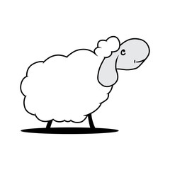 Cartoon sheep cute. Nature outdoor landscape. Grass background. Smile icon. Smile face.