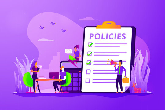 Business Ethics. Corporate Governance. Regulations Compliance. Business Rules, Main Company Policy, Business Regulation, IT Business Analysis Concept. Vector Isolated Concept Creative Illustration