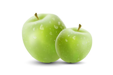 Realistic Green Apples. Realistic 3d apples. Detailed 3d Illustration Isolated On White. Healthy and Natural fruit design in EPS10 vector illustration.