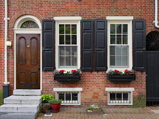 Old American colonial townhouse, Society Hill, Philadelphia