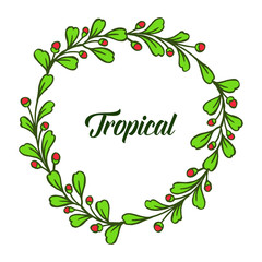 Card tropical, very beautiful leaf floral frame. Vector