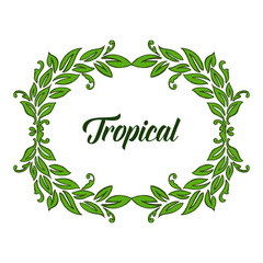 Border green leaves frame for tropical, place for text. Vector