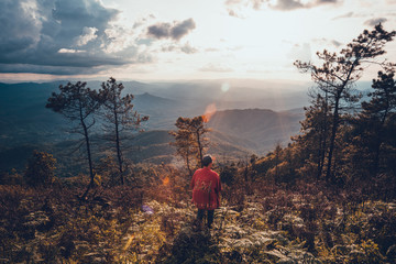 Sunset Mountain view in the evening