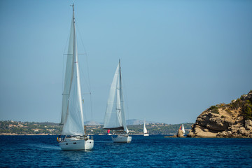 Fototapeta premium Sailing yacht boats Regatta at the Aegean Sea in Greece.