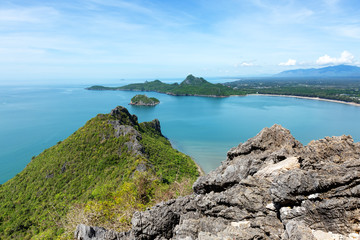 Top view over sea on the hill