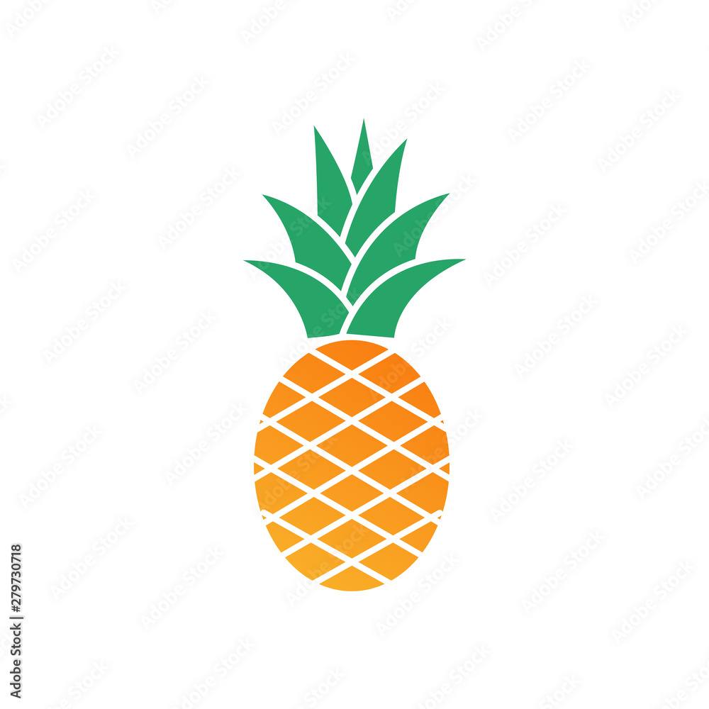 Poster tropic fruit pineapple icon template color editable. pineapple symbol vector sign isolated on white 