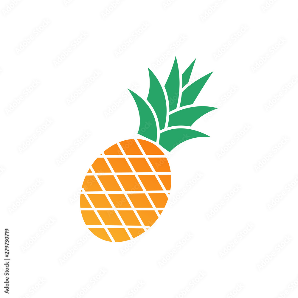 Poster tropic fruit pineapple icon template color editable. pineapple symbol vector sign isolated on white 