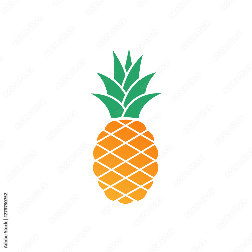 Poster tropic fruit pineapple icon template color editable. pineapple symbol vector sign isolated on white 