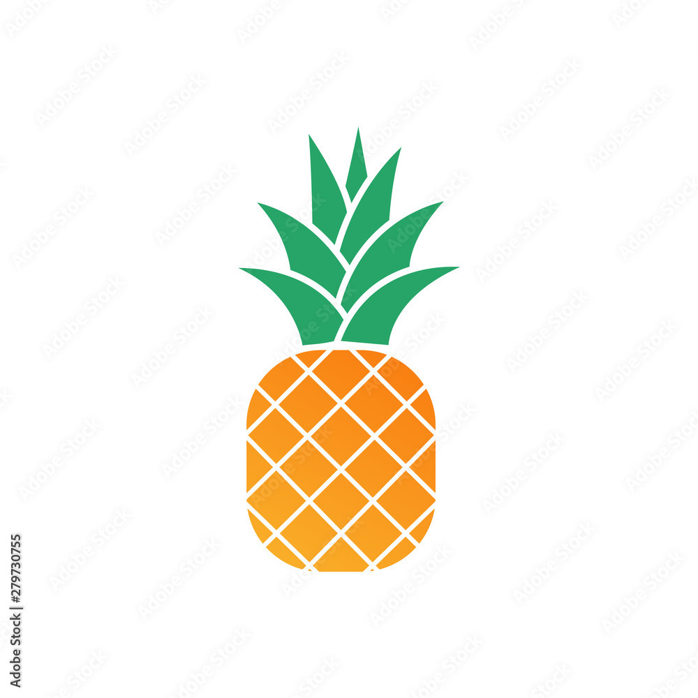 Poster tropic fruit pineapple icon template color editable. pineapple symbol vector sign isolated on white 