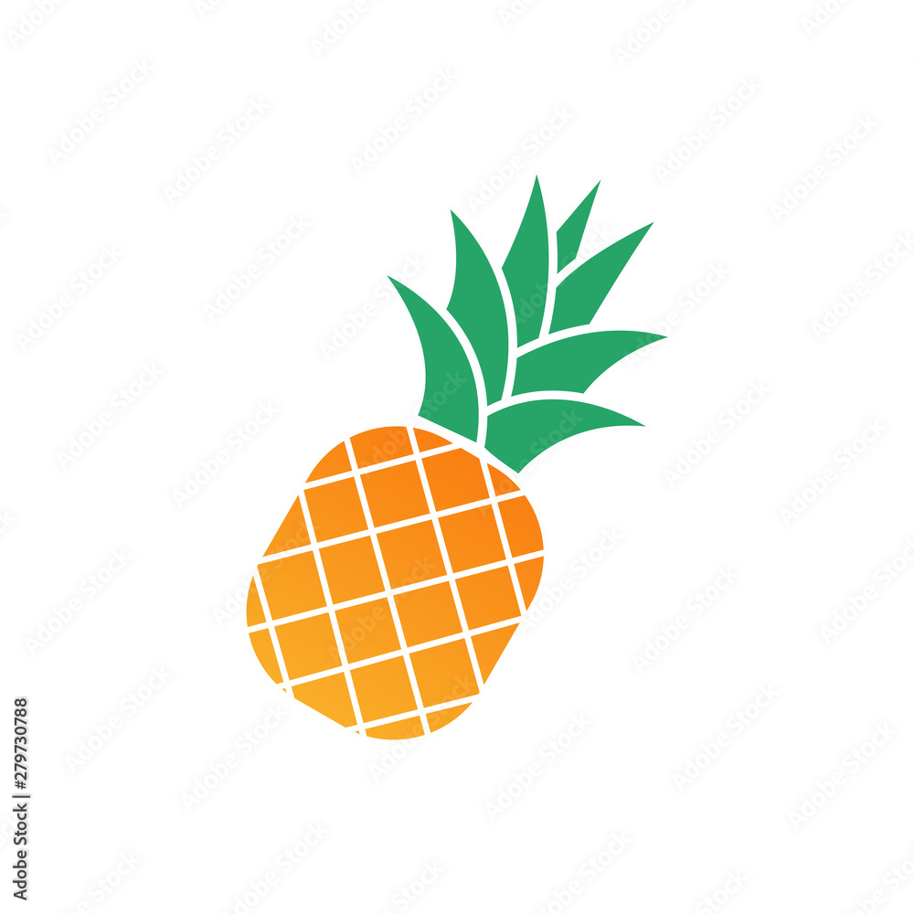 Poster tropic fruit pineapple icon template color editable. pineapple symbol vector sign isolated on white 
