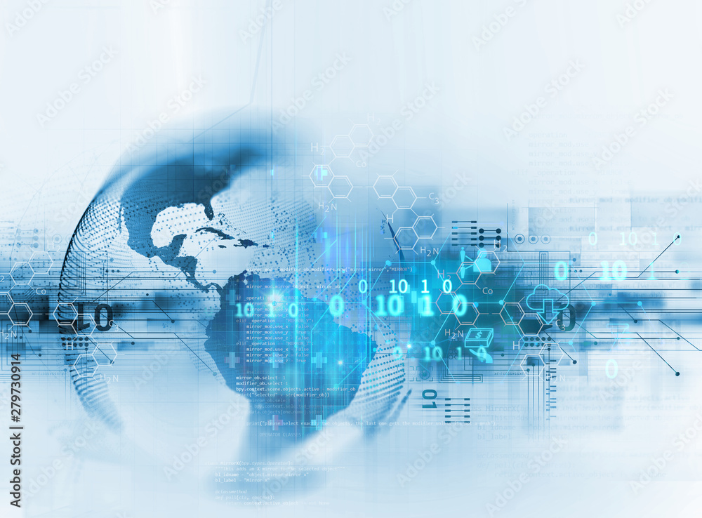 Aufkleber 3d rendering of earth futuristic technology abstract background illustration