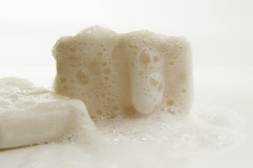 Bar soap with the bubbles