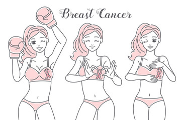 cartoon woman with breast cancer