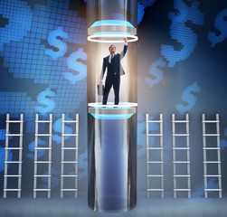 Businessman getting promotion in financial concept