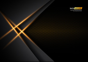 Modern Abstract 3d background with black paper layers with yellow light