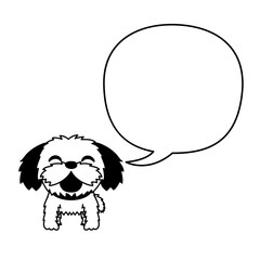 Vector cartoon character shih tzu dog with white speech bubble for design.
