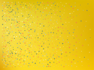Yellow color background. Stars confetti. 