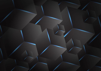 Dark background overlap layer with hexagonal 3d bacdrop