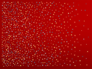 Red color background. Stars confetti. 
